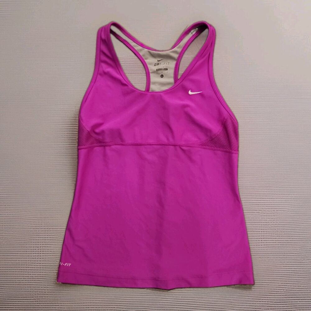 Nike Womens Large Magenta Pink Dri-FIT Racerback Workout Tank Top L Altered